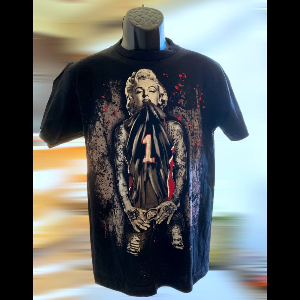 Marilyn Monroe unisex men's Medium Black Tattoo Art T-Shirt Crux Pre-Owned VF+++